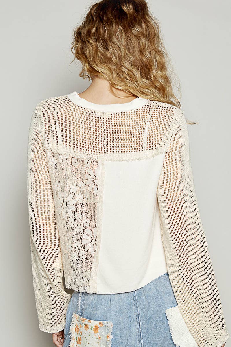 lace crochet contrast top