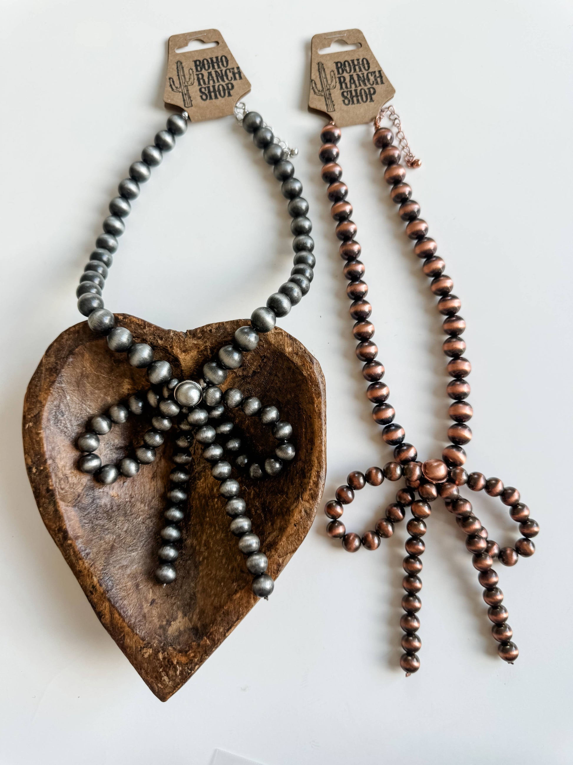 Western Navajo Bead Large Bow Necklace
