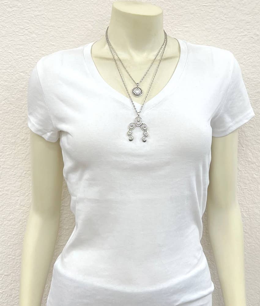 736727, 20" Concho Squash Blossom Necklace