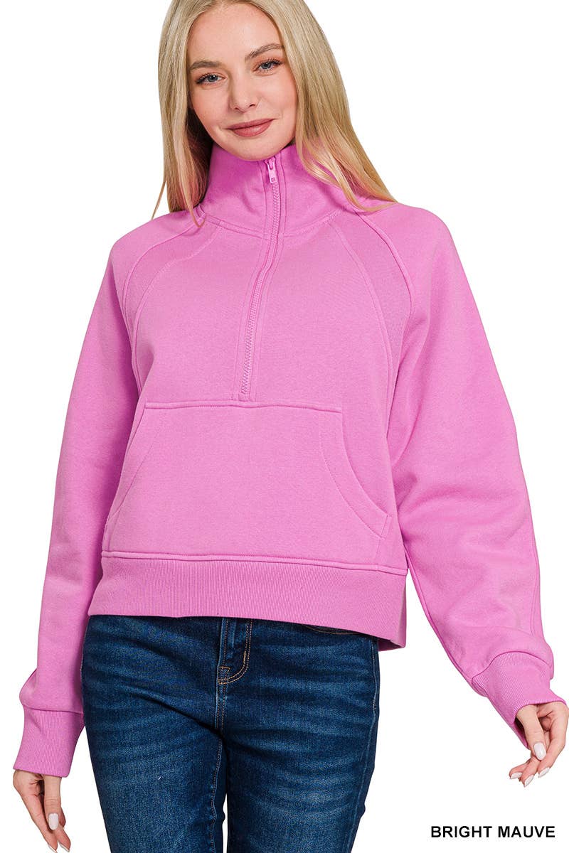 `.Half Zip Cropped Pullover