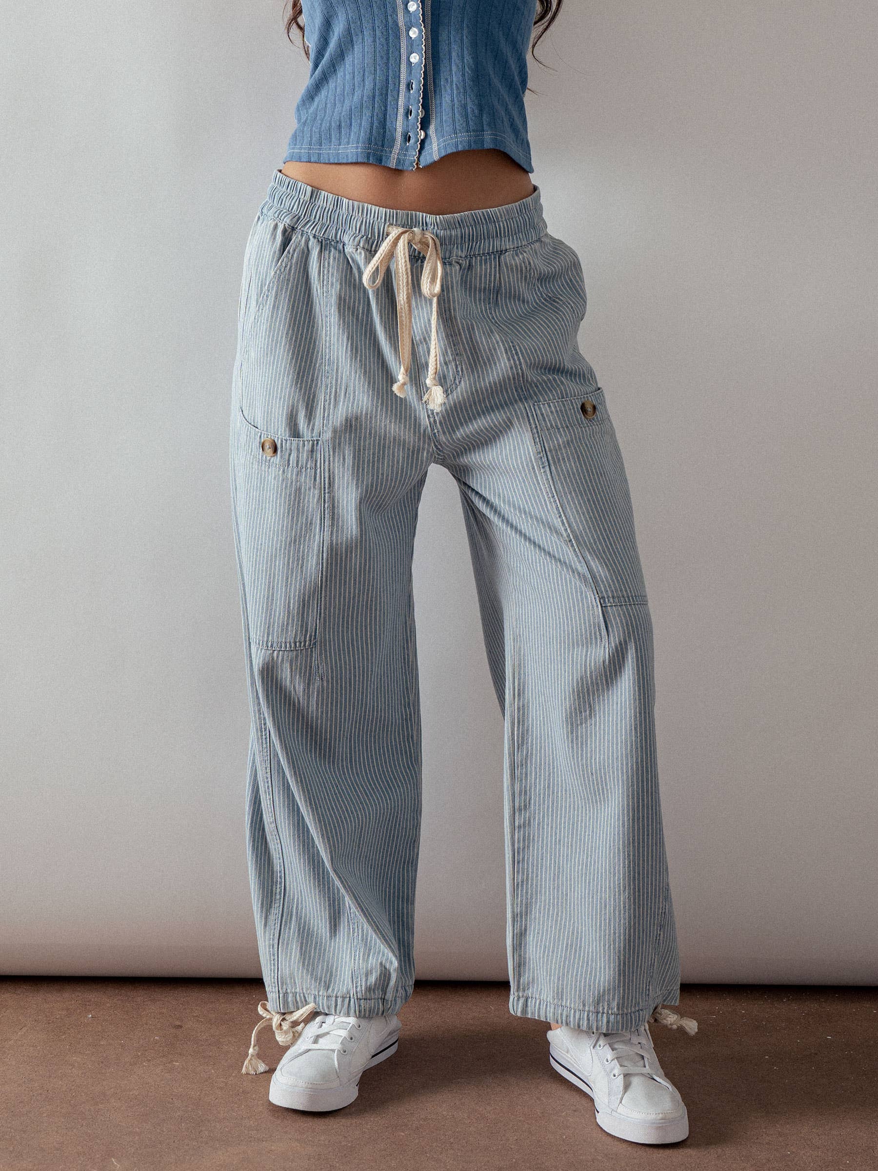 Adjustable Hem Cotton Utility Cargo Pants