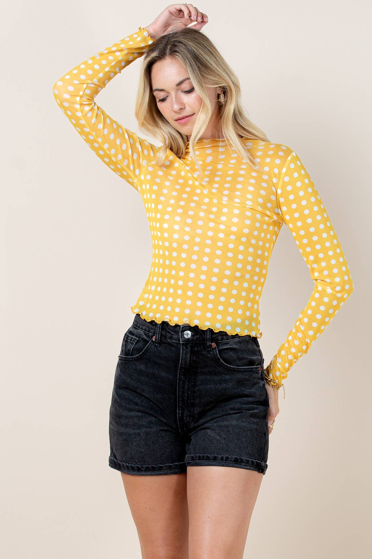 Tilly Polka Dot Print Merrow Mesh Top