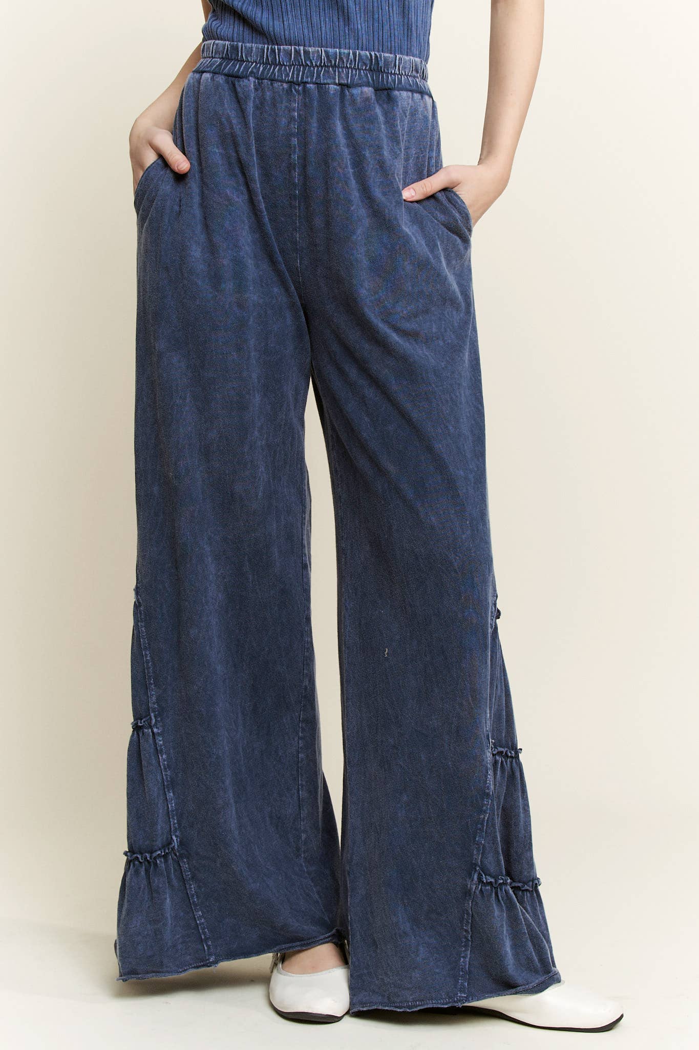 MineralWash SideRuffle Flare pants
