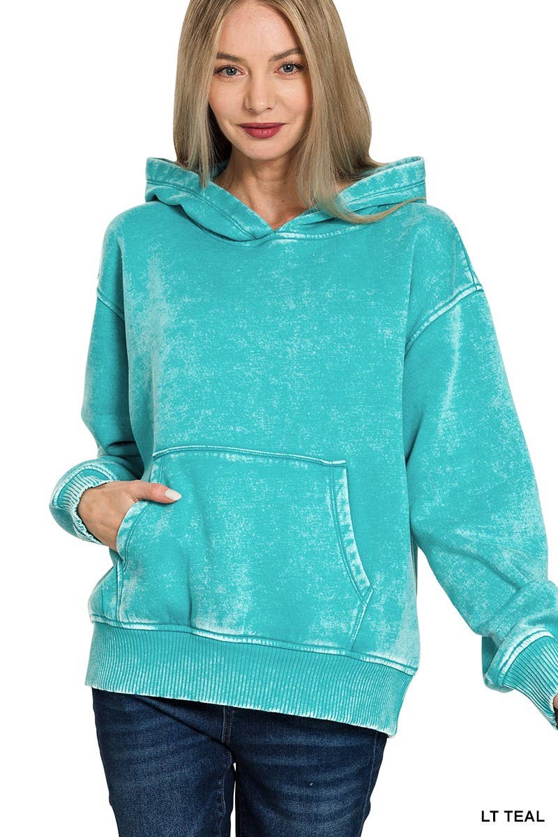 Fleece Acid Wash Kangaroo Pocket Hoodie