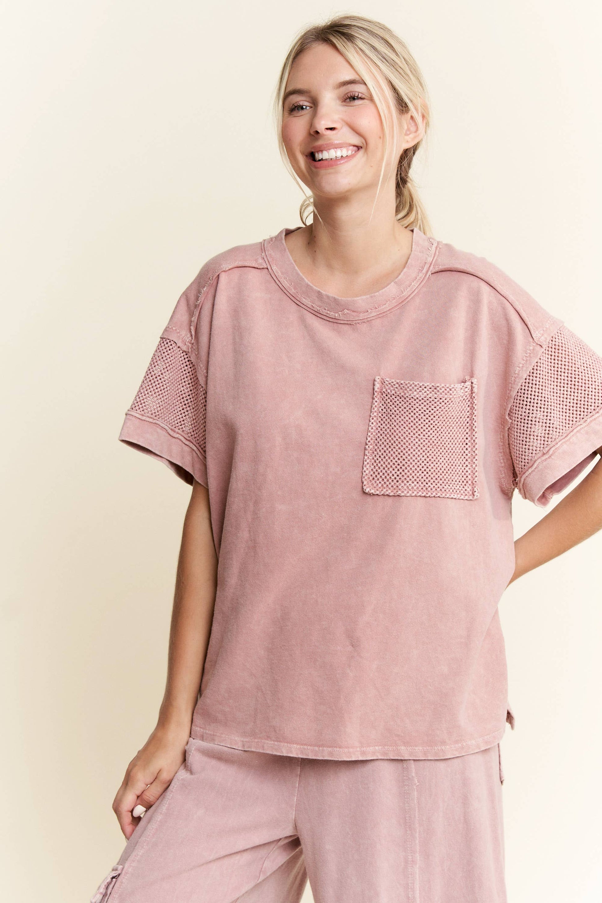 MineralWash Mesh Pocket Sleeve top