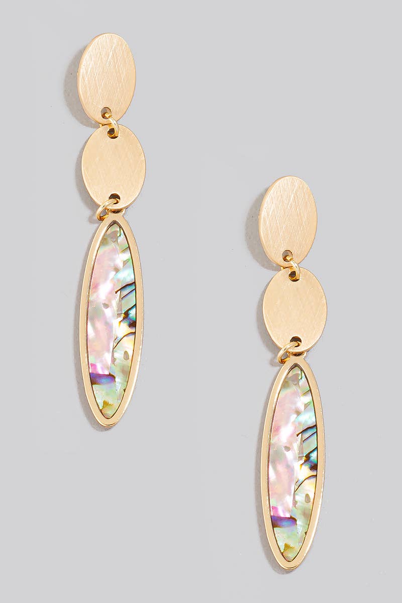 Tiered Seashell Oval Chain Earrings