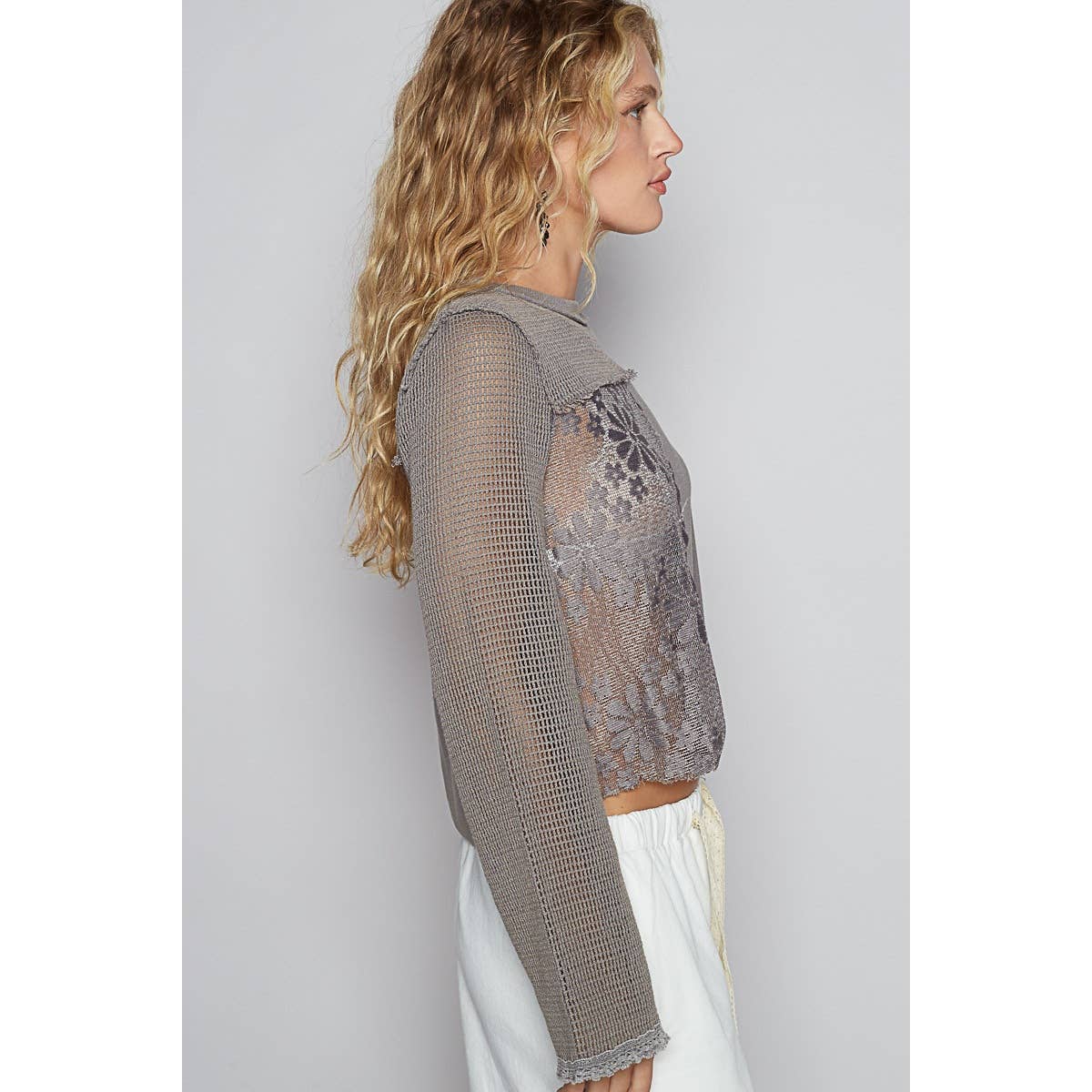 lace crochet contrast top