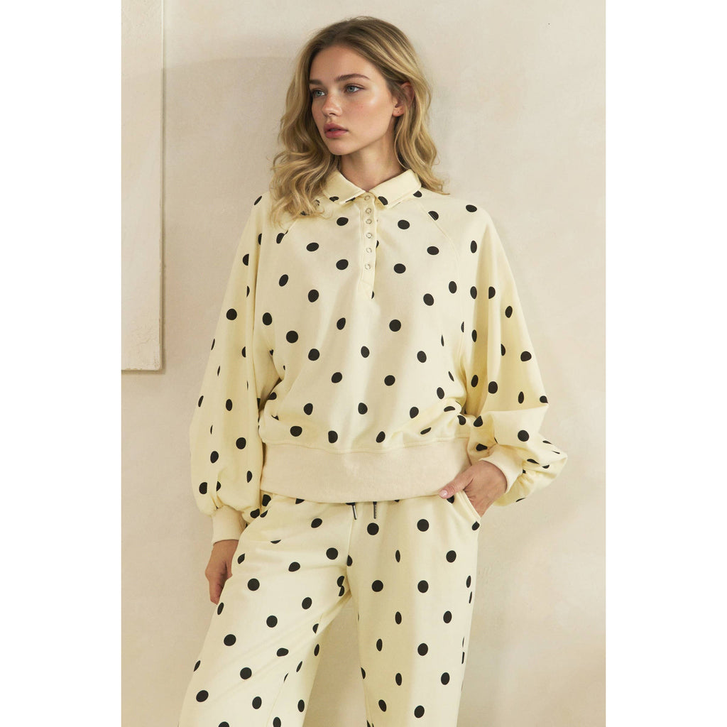 Playful Charm Polka Dot Quarter Zip