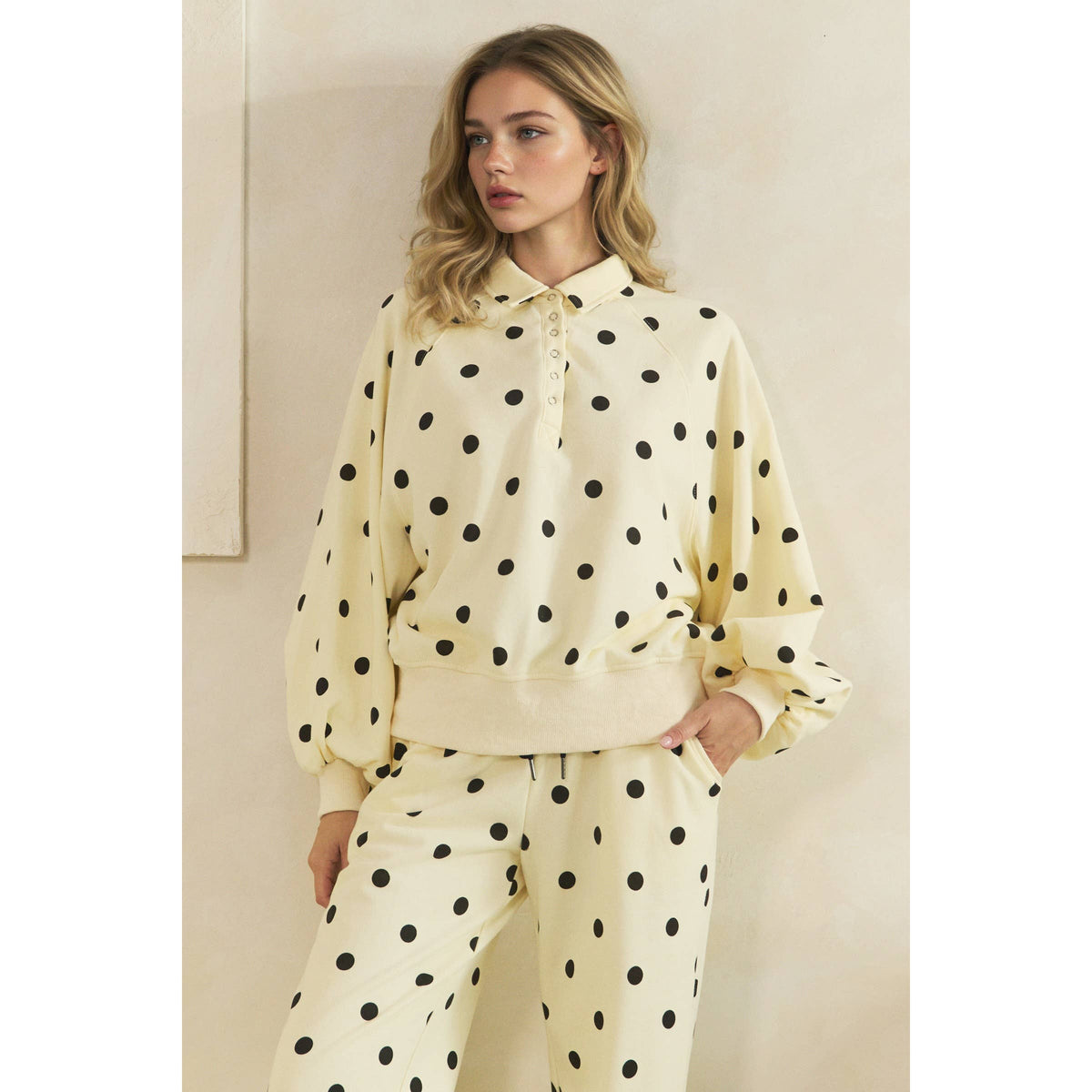 Playful Charm Polka Dot Quarter Zip