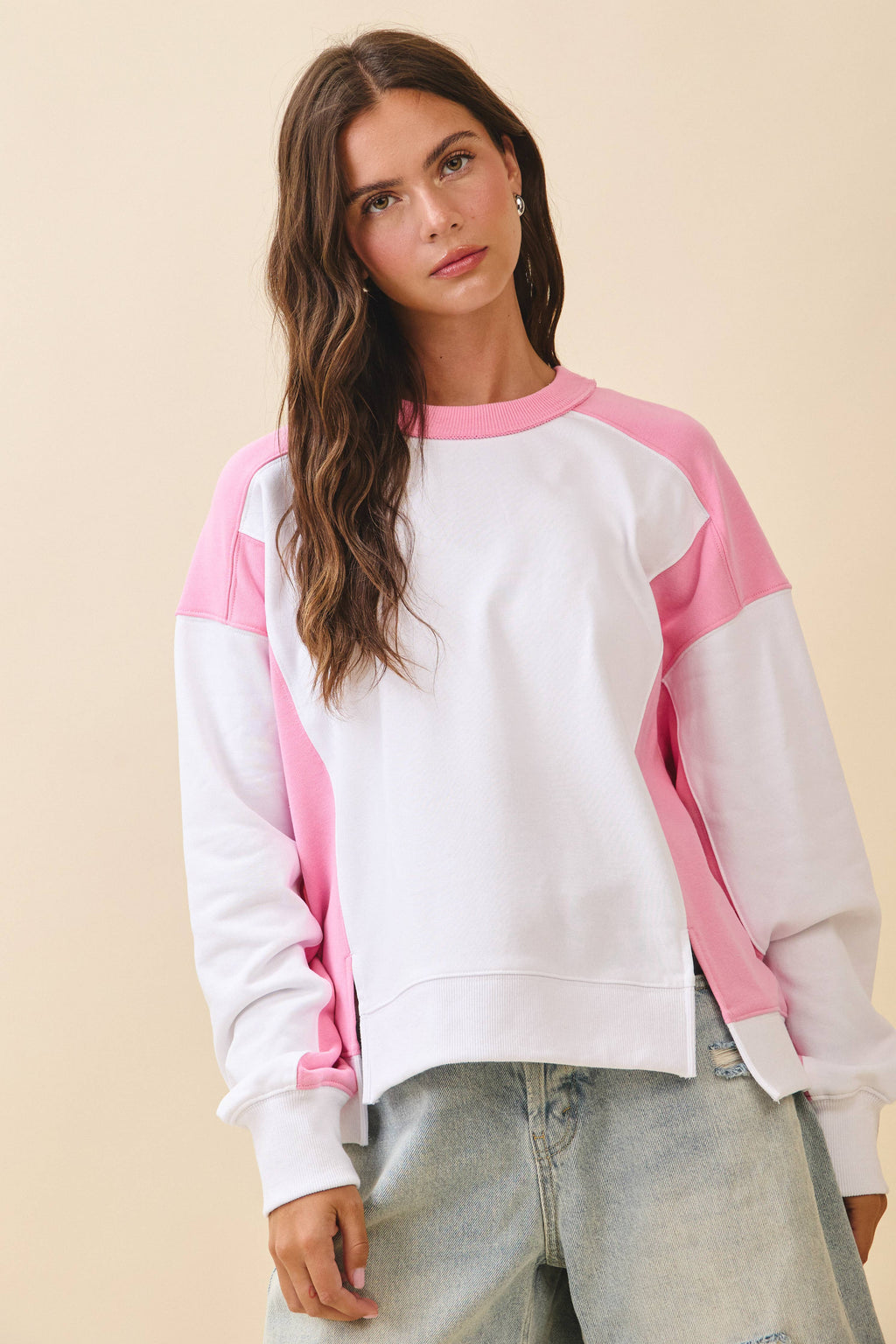 Colorblock Terry Pullover Sweatshirt