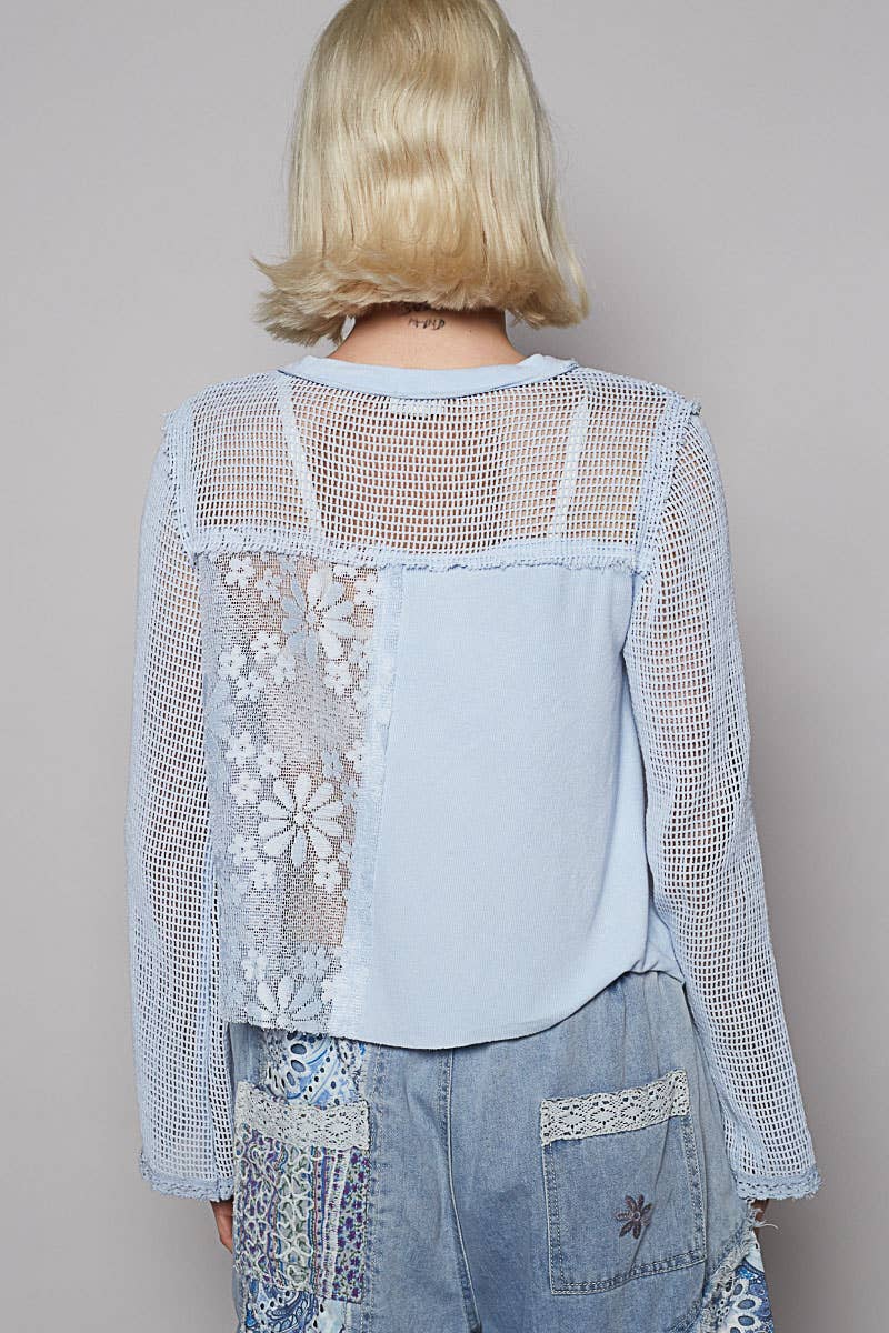 lace crochet contrast top