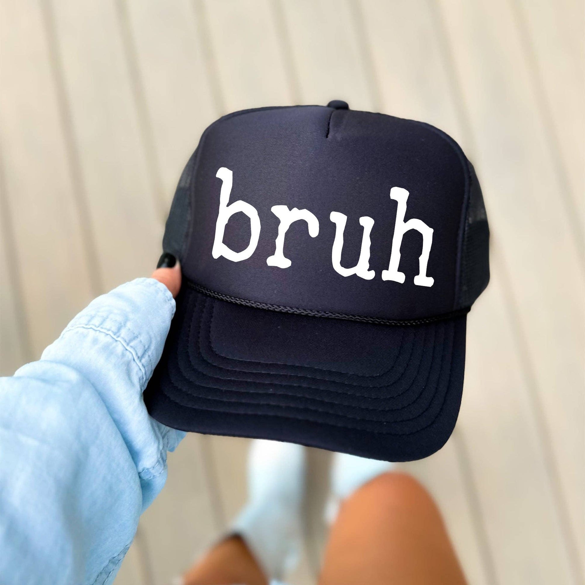 Bruh, Sassy, Funny, Black Snapback Trucker Hat