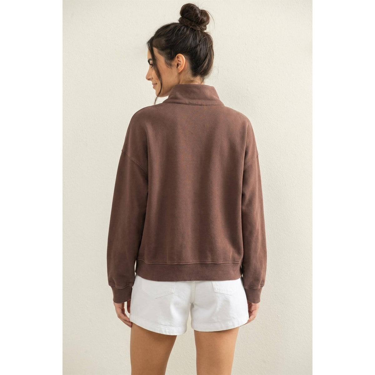 Mineral Wash Button Front Sweatshirt