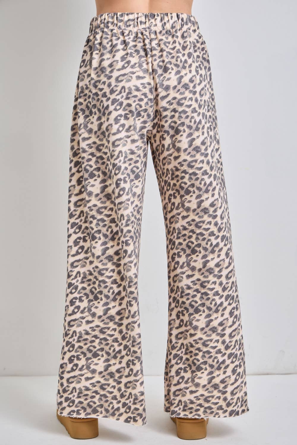 Leopard Print Wide-Leg Knit Lounge Pants