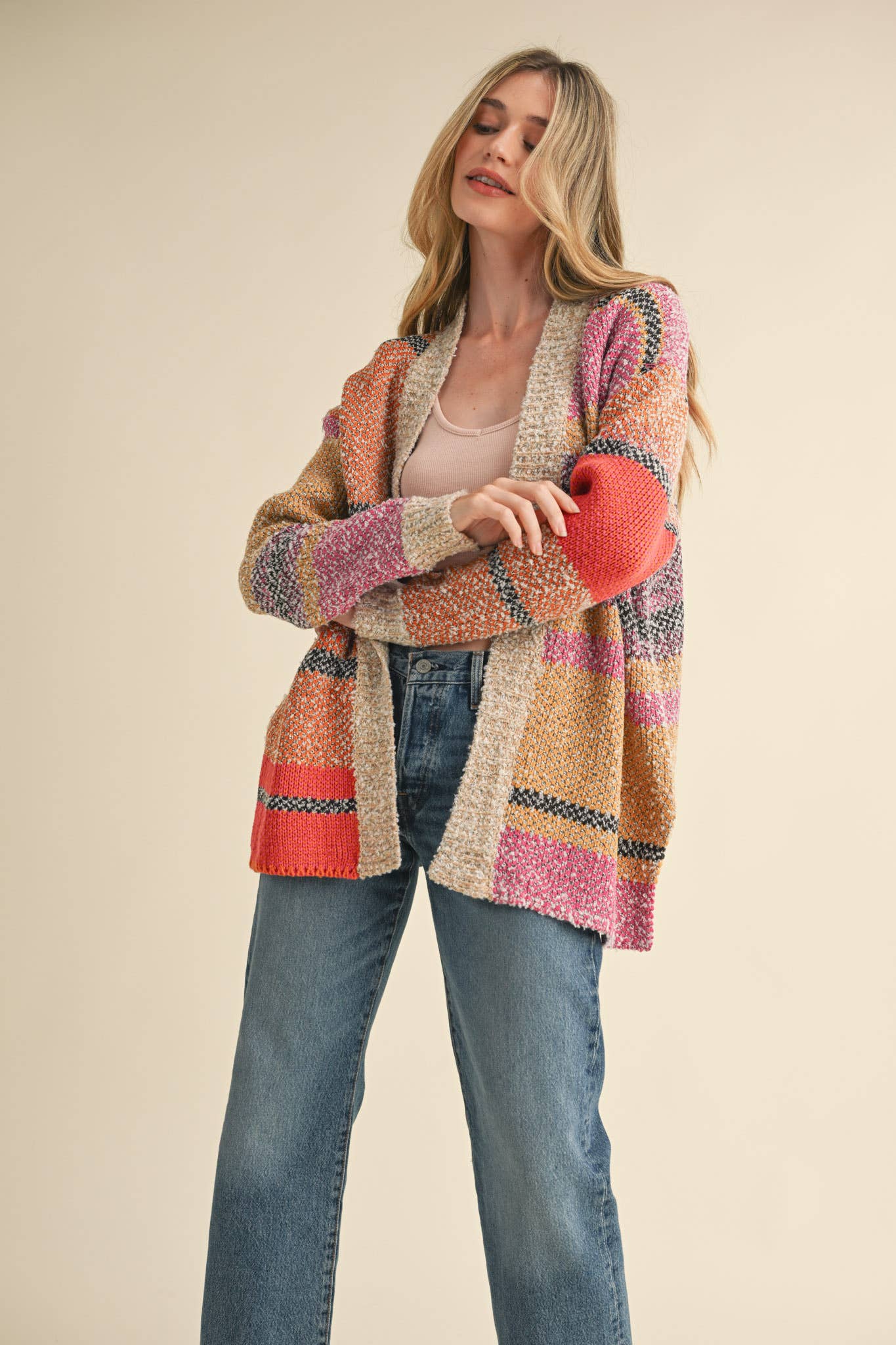 OVERSIZED COLOR BLOCK CARDIGAN