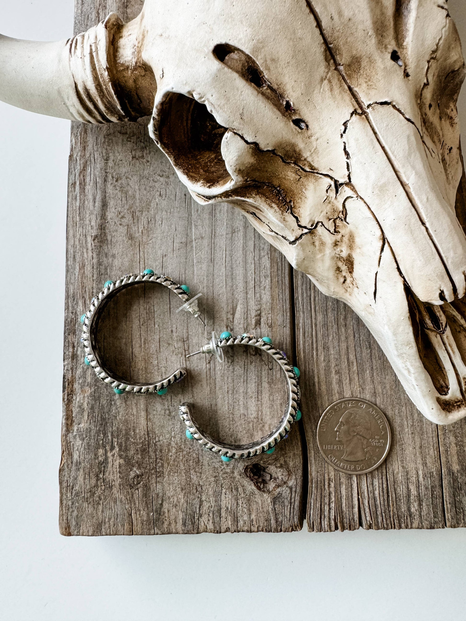 Western Stone Hoop Earrings
