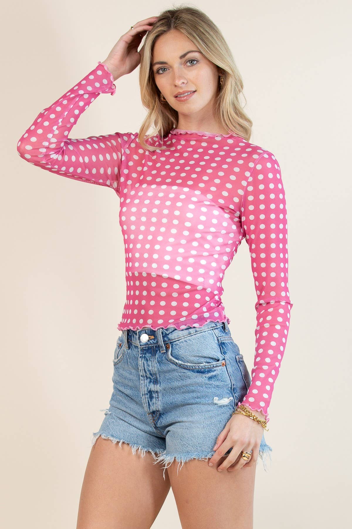 Tilly Polka Dot Print Merrow Mesh Top